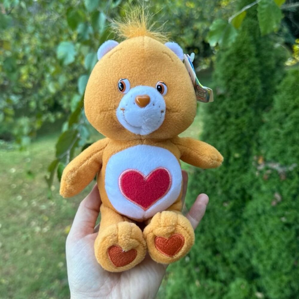 Vintage Y2K 2002 Care Bears Tenderheart Bear Orange Heart Plush w/ Tag